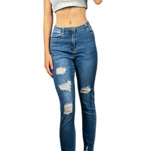 Women's Ripped Blue Jeans
